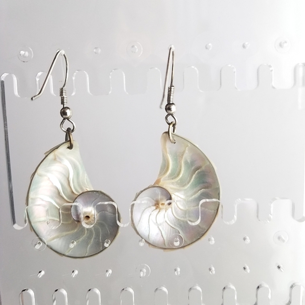 Nautilus Seashell Earrings - Picture 2 of 7